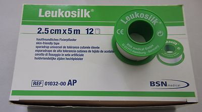  Leukosilk  Pflaster 2,5 cm x 5 m, 12 Rollen Silk Seide Neu hypoallergen 09-23