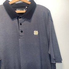 Cutter And Buck Dry Tec Men's XL Blue Stripe Notre Dame Knit SS Polo Shirt