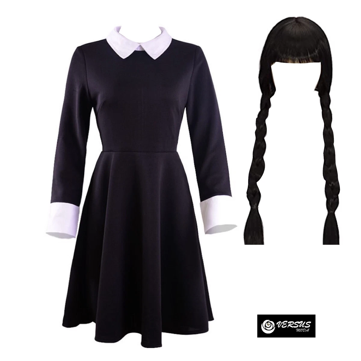 Simile Mercoledì Vestito Carnevale Donna Bambina Cosplay Costume MERCOLEDI03