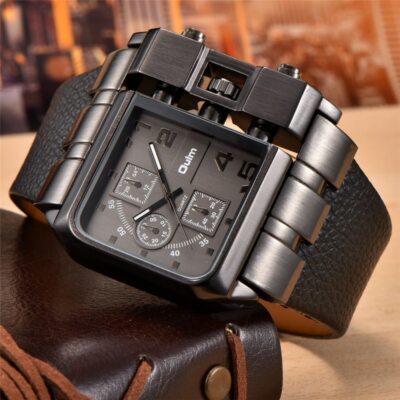Oulm 3364 décontracté montre Cadran Carré Large Sangle hommes Quartz montre De