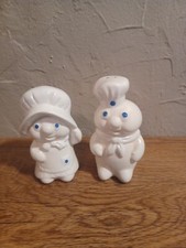1988 Pillsbury Doughboy Poppin & Poppie Ceramic Salt and Pepper Shakers