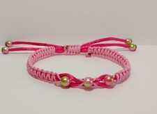 Braccialetto Fatto a mano in cotone e nylon "Tre Perline" Bambino/a Idea Regalo