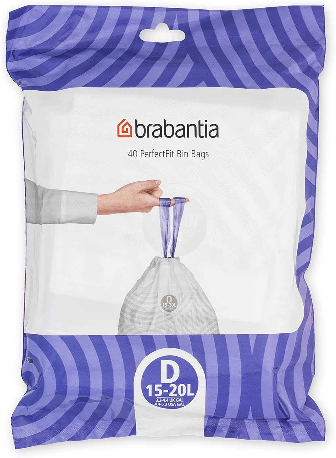 Brabantia PerfectFit Bin Liners Size D/15-20 Litre Thick Plastic Trash Bags wit