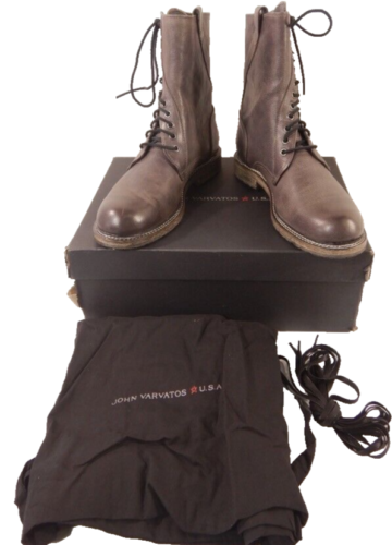 John Varvatos Strummer Twisted Lace Granite Grey Leather Boots Size 9 - Picture 3 of 13