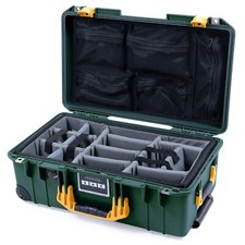 Trekking Green  Yellow Pelican 1535 case with grey CVPKG dividers  lid org.