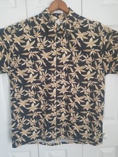 Vintage Pierre Cardin Mens Large Button Up Hawaiian Shirt Short Sleeve Cotton