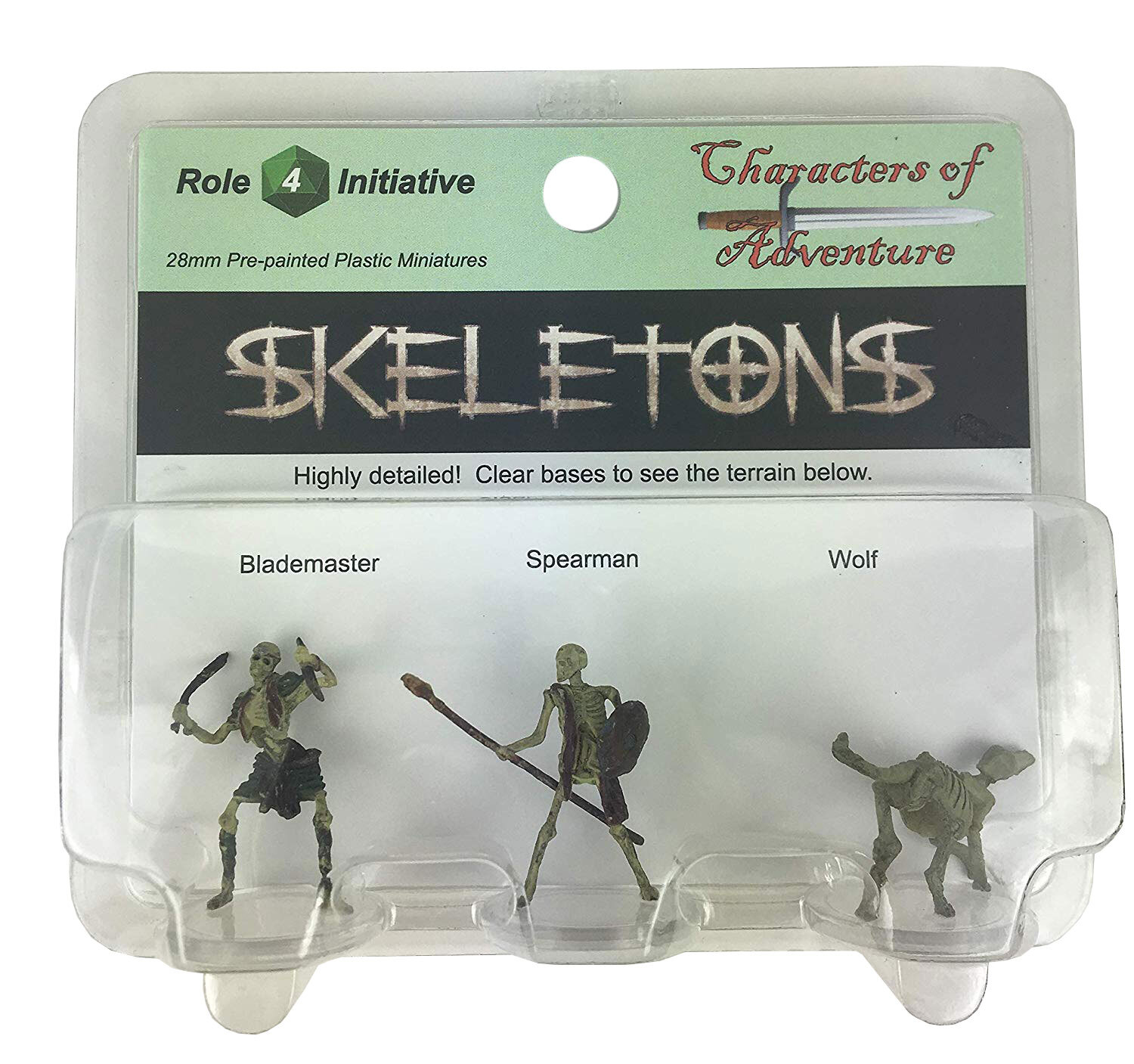 Персонажи приключений: Группа скелетов - Набор В - Мастер клинка, Копейщик, Волк