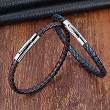 Stainless Steel Genuine Leather Bracelets Women Fashion Jewelries Charm Bracelet