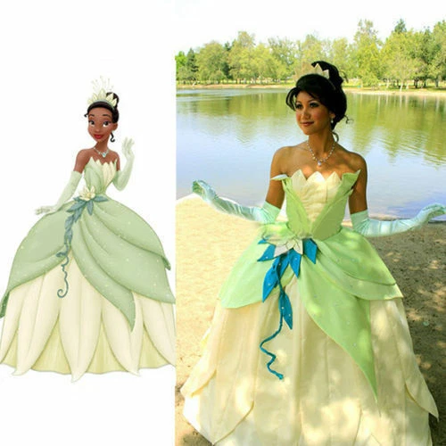 Tiana Adult Costume The Princess and The Frog Cosplay Dress Deluxe Ball Gown[H] - Image 4 of 4