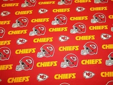 KANSAS CITY CHIEFS BRAND NEW DESIGN COLORS 58" WIDE 1 YARD PIECE 100% COTTON