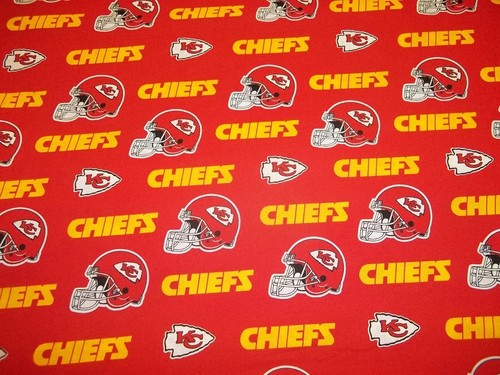 Kansas City Chiefs BRANDNEUES DESIGN FARBEN 58" BREIT 1/2 YARD STÜCK 100 % BAUMWOLLE
