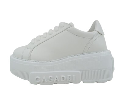 CASADEI DAMEN ORIGINAL NEXUS PLATFORM SNEAKER HALB SCHUHE WEISS 38 NEU