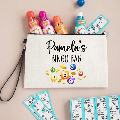 DRIFTING DUCKS Personalised Linen Pouch, Bingo Bag Name Christmas Gift for Her Mum Mam Mom Nan