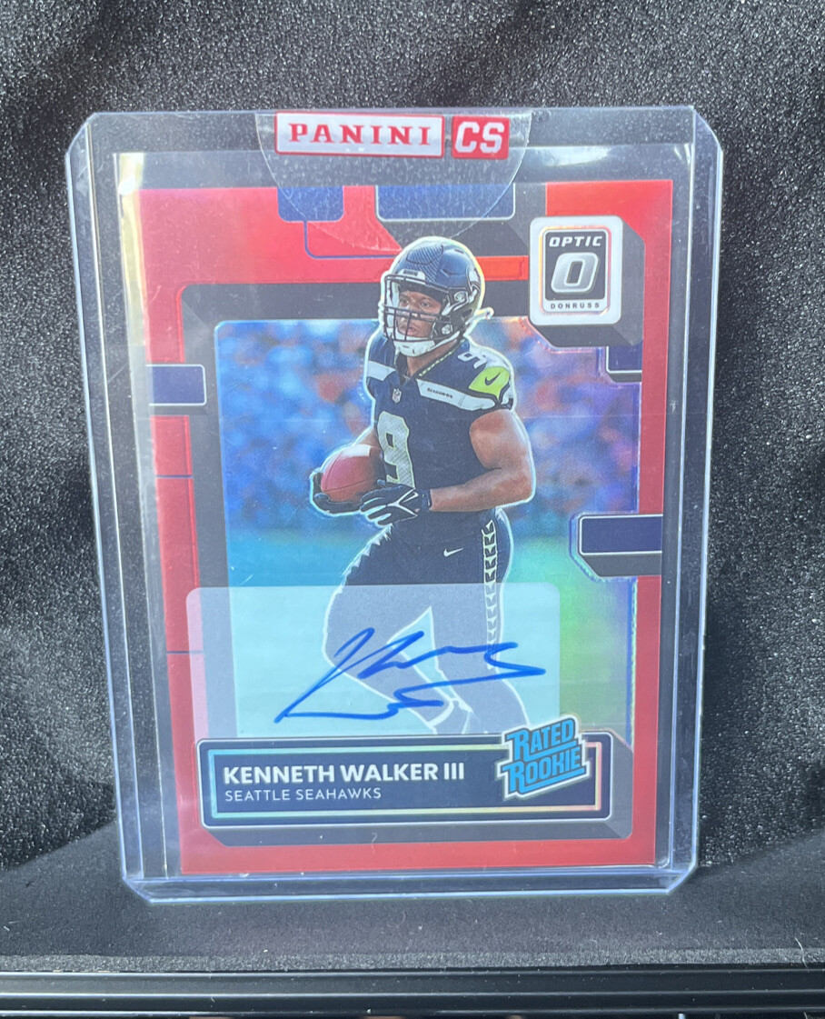 2022 Donruss Optic Rated Rookie Red Kenneth Walker III RC Auto /75 Redemption