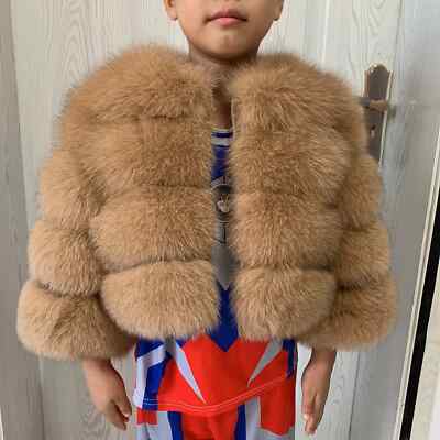 Children's Fur Jacket Real Fox Fur for Girls and Boys Aged 1-13 Years Old Kids
