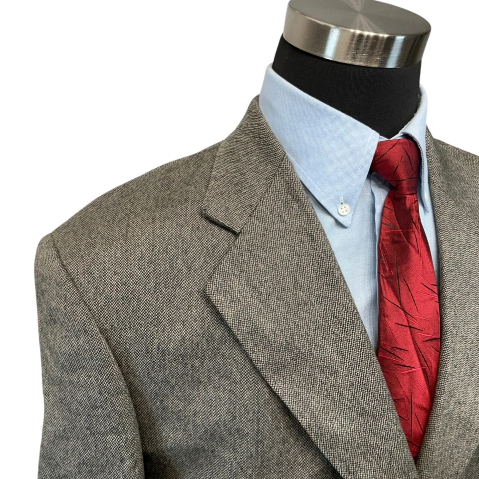 42S Oscar de la Renta Traje Chaqueta Abrigo Deportivo Blazer Marrón Tostado Beige/Gris Foto 2 de 4