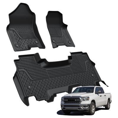 Floor Mats for RAM 1500 2019-2024 Quad Cab Protection TPE Floor Liners Full Set