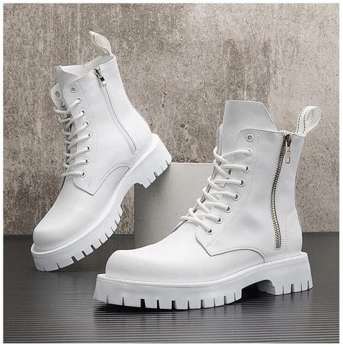 Hombres Botas Punk Prendas para el torso Altas Motocicleta Informales Botines Aumento de Altura Zapatos - Imagen 5 de 12