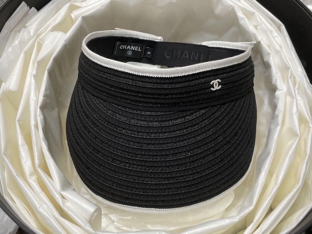 CHANEL Visor Black Ribbon CC Coco Logo Ssize Straw Ladies  display picture 2