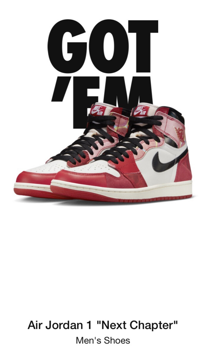 New Jordan 1 High OG Spider-Man Across the Spider-Verse Sz-13