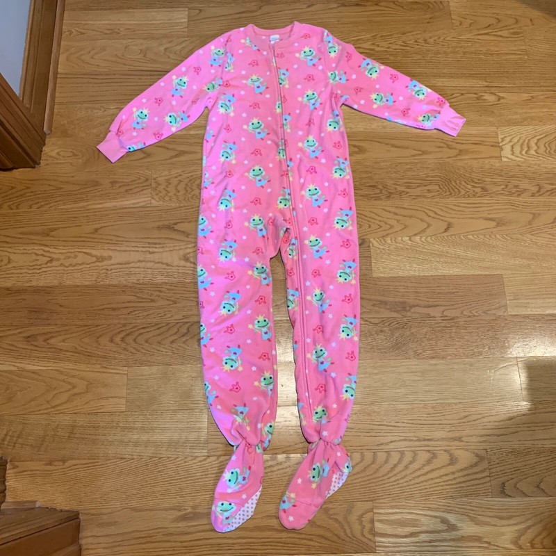 Xhilaration Sleepwear Pink Fleece Frog Princess Footie Pajamas PJs Girls Size M