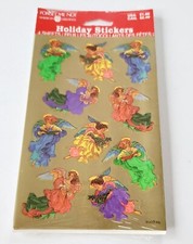 Vintage Christmas Stickers American Greetings Angels On Gold 4 Sheets NIP