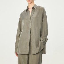 Womens THE ROW Summer Comfort Silk Simple Shirt Loose Straight Pants Skirt Vest