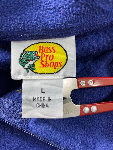 Bass Pro Shops Mens Fleece Jacket Size L Blue Full Zip Pockets Long Sleeve - Picture 5 of 7