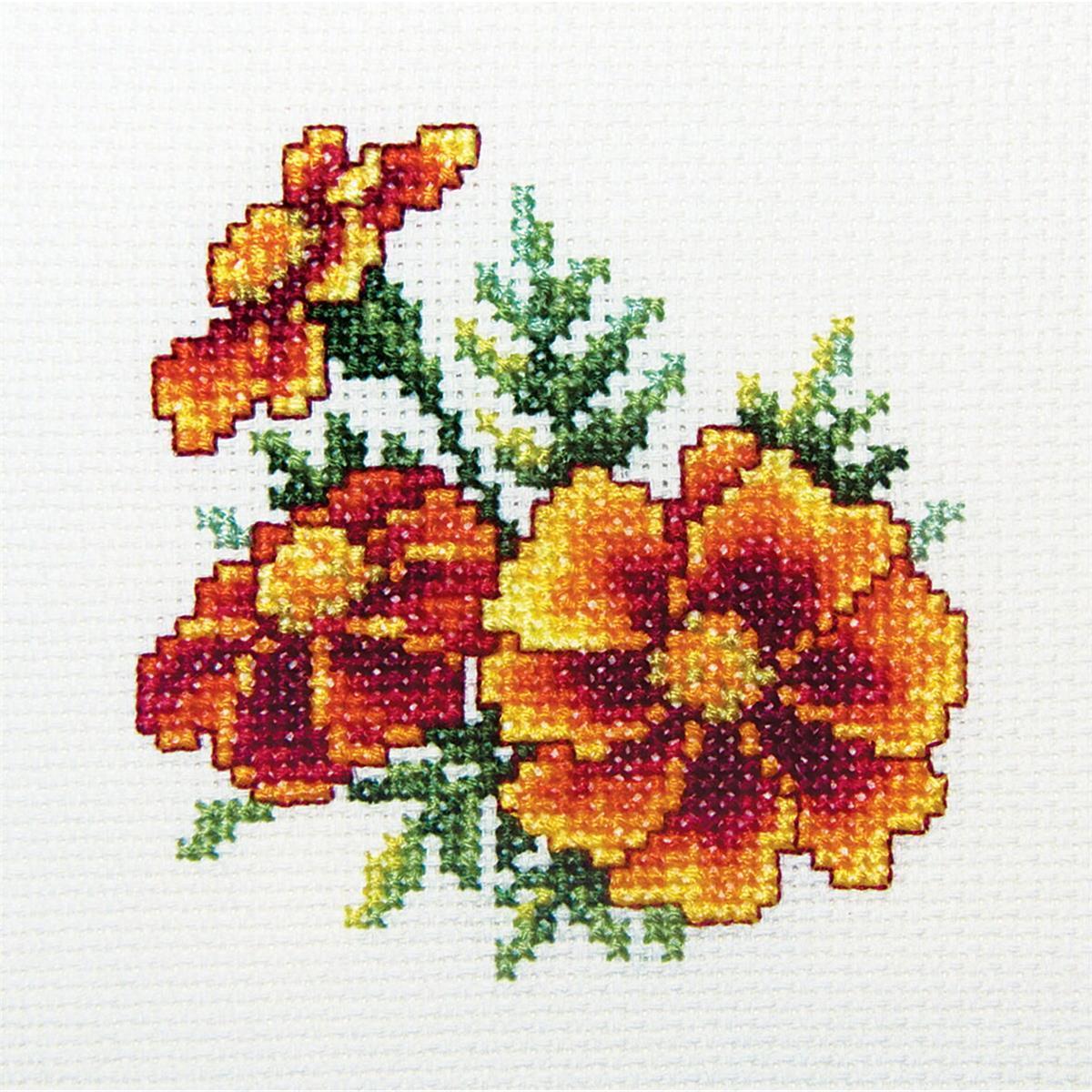 RTO counted Cross Stitch Kit ""Marigold"" H243, 10x10 cm, DIY