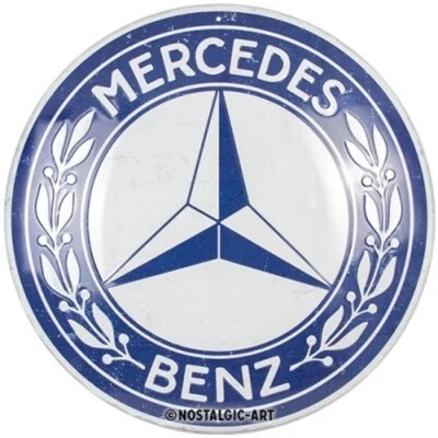 NOSTALGIC-ART Mercedes Benz Nostalgie rundes Blechschild 35 cm Logo blau Stern Daimler
