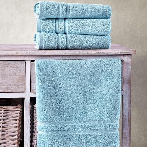 Hand Towels 4 Pack Turkish Cotton Premium 16 in X 29 in Towel Light Blue - Picture 3 of 6