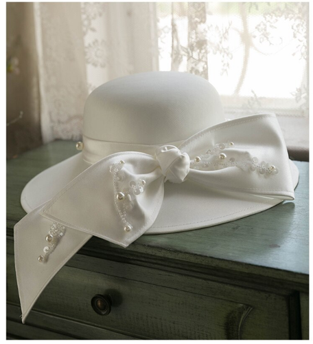 Bridal Fascinator Wedding Hat Wide Brim 