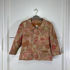 Paule Vasseur Nenuphar Jacket Orange Pink Floral Cotton Silk Blend Size 40