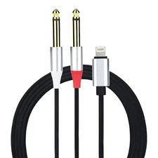 Lightning to Dual 6.35Mm Mono Stereo Y-Cable Splitter Lightning to Dual 1/4 Inch