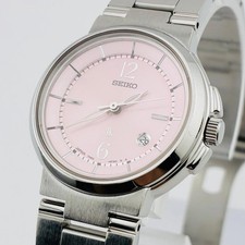 SEIKO LK LUKIA Wristwatch Date Silver Pink Quartz Battery Ready to Use