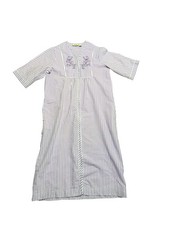 Collections Lavender Striped Zip Front Robe Embroidered Flowers Medium Butterfly