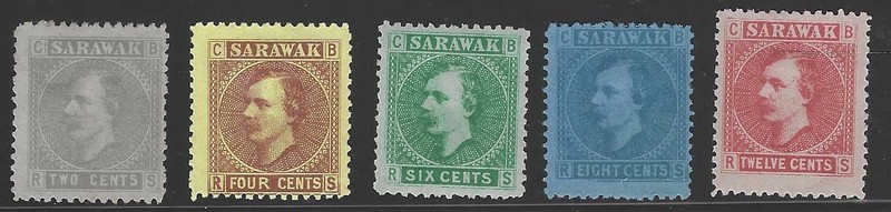 Sarawak, 1875, Scott #3, 4, 6, 7, Mint, Hinged, #5 Unused