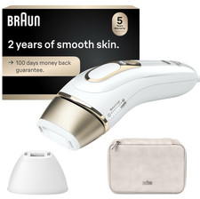 Braun IPL Hair Removal Device White/Gold w/ Pouch, Cap Travel Case