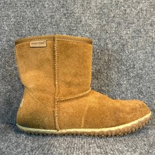 Minnetonka Camel Suede Faux Fur Lined Ankle Boots Moccasin Slippers Shoes Wm's 7
