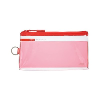 Lihit lab. Transparent Clear Pen Case for 20 Pens, Sunny Red SOERU A8100-3