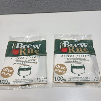 Brew Rite Coffee Filters 3'' Disc Style 100ct NEW 2 pack