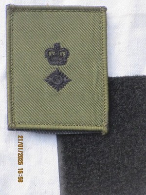 Rangabzeichen; Lt Colonel,schwarz auf oliv, 70x55mm,Commando Rank Badge,Klett