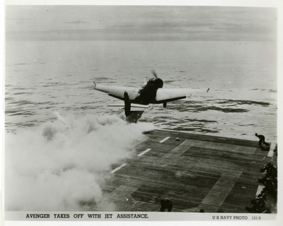 #ad Avenger using jet assistance to take off from a US aircraft carrier OLD PHOTO AU $9.00