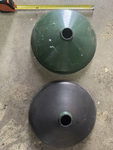 Vintage Metal Porcelain Cone Lamp Shades (2) 14” Original