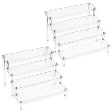 2 Pack 4 Tier Acrylic Display Risers, Clear Perfume Organizer, Clear Risers f...