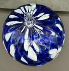 Fellerman & Raabe Hand blown Glass Orbs Ornament  royal cobalt blue, white — photo 2