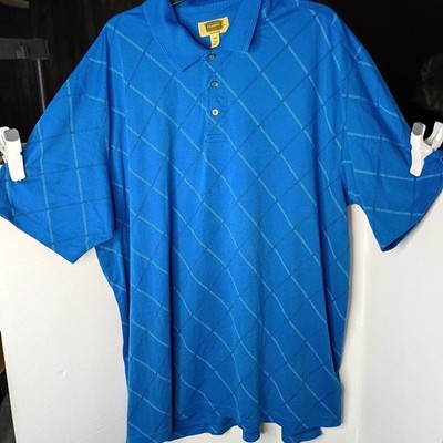 The Foundry Polo Shirt Mens 3XLT Blue Diamond Argyle Quick Dry Big Tall Golf