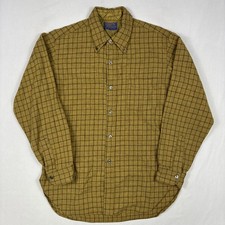 Vintage Pendleton Board Shirt Men's L Yellow Flannel Wool Button Made In USA 60s