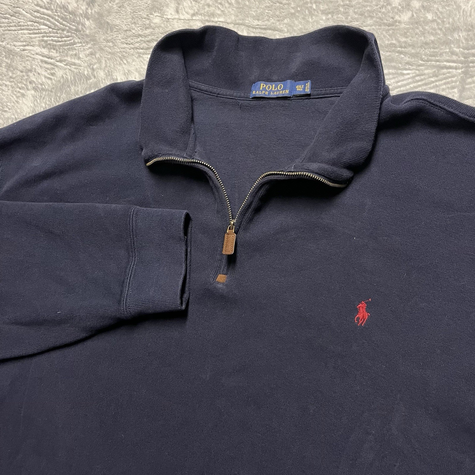 Polo Ralph Lauren maglione uomo 4XLT blu 1 4 zip pullover felpa cotone pony