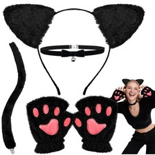 Cat Costume for Women - Black Ears Headband Woman, Tail, Standard,